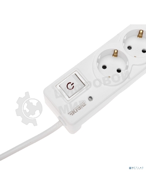 Сетевой фильтр 5 гнезд, 3м, 3х1,5мм², с автовыкл, 2 USB, белый Kranz