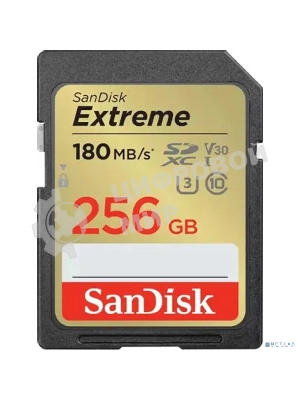 Флеш карта SD 256Gb SanDisk SDXC Class 10 V30 UHS-I U3 Extreme, 180MB/s