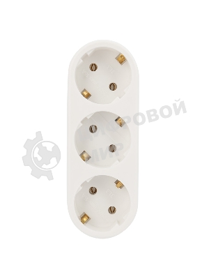 Тройник электрический линейный Rexant 16 А с заземлением белый