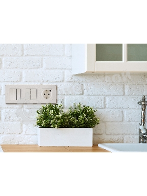 Выключатель 2-клавишный с подсветкой/индикацией 10AX 250 В слоновая кость