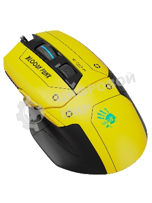 Мышь проводная A4Tech Bloody W70 Max желтый/черный, 10000 dpi, USB, кнопки - 9