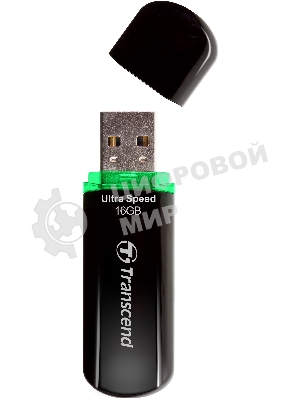 Флешка USB Transcend Jetflash 600 (TS16GJF600), 16Gb, USB 2.0, R/W 30/15, черный/зеленый