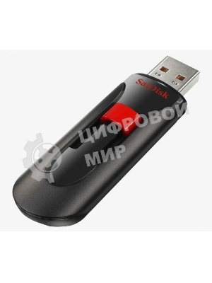 Флешка USB Sandisk CZ60 Cruzer Glide (SDCZ60-032G-B35), 32Gb, USB 2.0, R/W 30/8, черный/красный