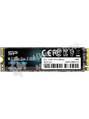 Накопитель SSD Silicon Power P34A60, 1Tb, PCIe 3.0 x4, M.2 2280, NVMe, R/W 2200/1600