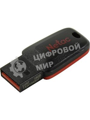 Флешка USB Netac U197 (NT03U197N-016G-20BK), 16Gb, USB 2.0, R/W 25/10, черный/красный