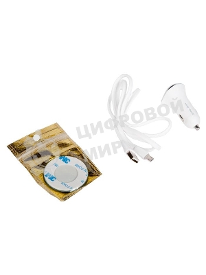 Автомобильная зарядка (от прикуривателя) 2USB 2.4A для micro USB More choice AC22m белый