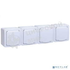 Розетка 4-м ОП Гермес Plus РСб24-3-ГПБб с защ. крышкой с заземл. IP54 белый IEK ERMP42-K01-16-54-EC