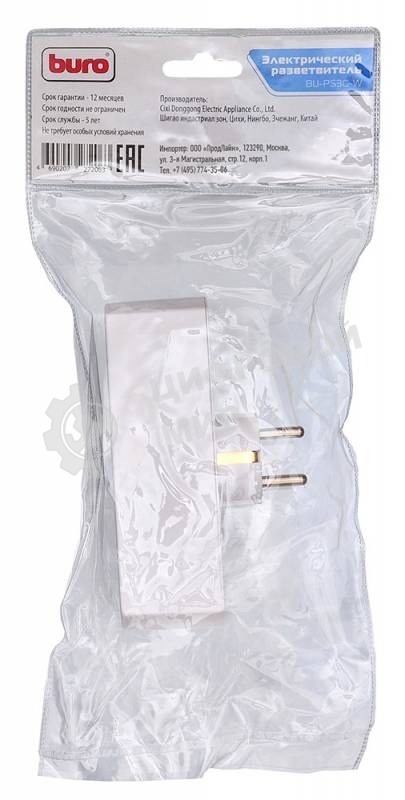 Сетевой разветвитель Buro BU-PS3G-W (3 розетки) белый (пакет ПЭ)
