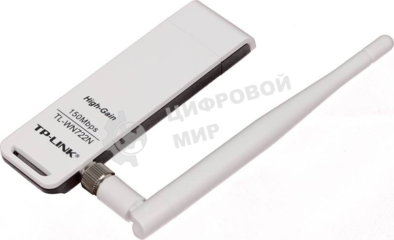 Адаптер TP-Link SOHO TL-WN722N 150Mbps High Gain Wireless N USB Adapter with Cradle, 1T1R, 2.4GHz, 802.11n/g/b, 1 detachable antenna