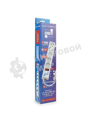 Фильтр-удлинитель Power Cube B 5,0 м 5 розеток (серый) 10А/2,2 кВт