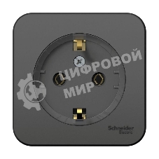 Розетка с/з без шторок, (тонкая) 16А, 250В, изолир. пластина SE Blanca наруж Антрацит