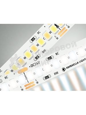 Светодиодная лента Ambrella light GS4151 2835 240Led/ 18W m/ 24V IP20 CCT 3000-6500K/5000*10*1.2mm (3 конт.)