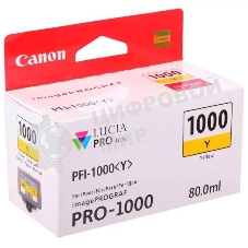 Картридж струйный Canon PFI-1000 Y желтый (80 мл.) для Canon IJ SFP PRO-1000 WFG