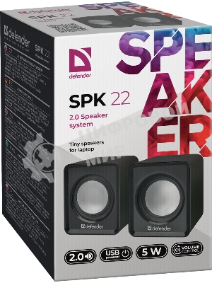 Акустическая система 2.0 Defender #1 SPK 22 черный, 5 Вт, питание от USB