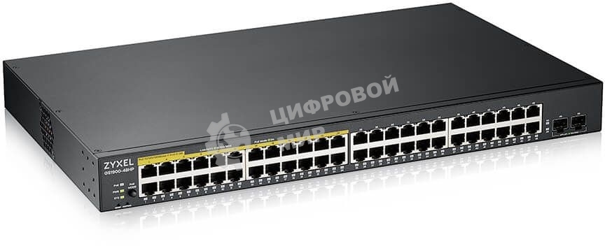 Kоммутатор Zyxel GS1900-48HPv2 Smart L2 PoE + switch, rack 19 