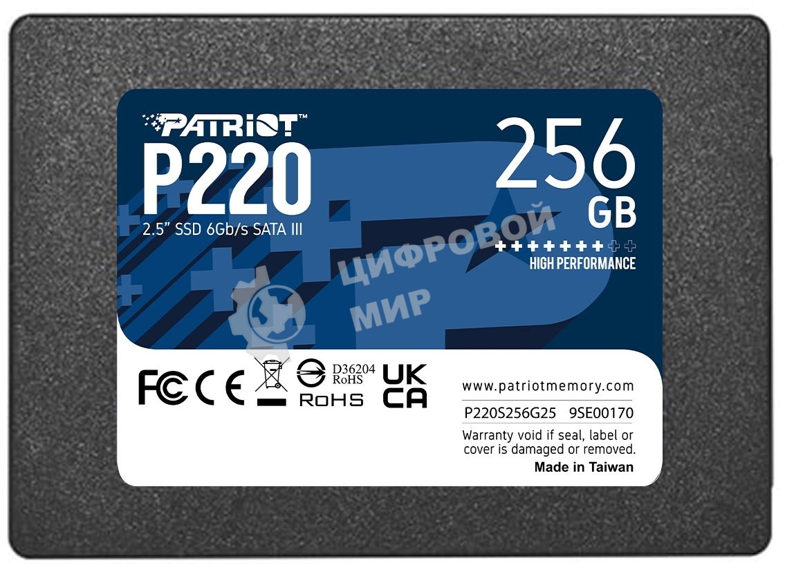 Накопитель SSD Patriot P220, 256Gb, SATA-III, 2.5