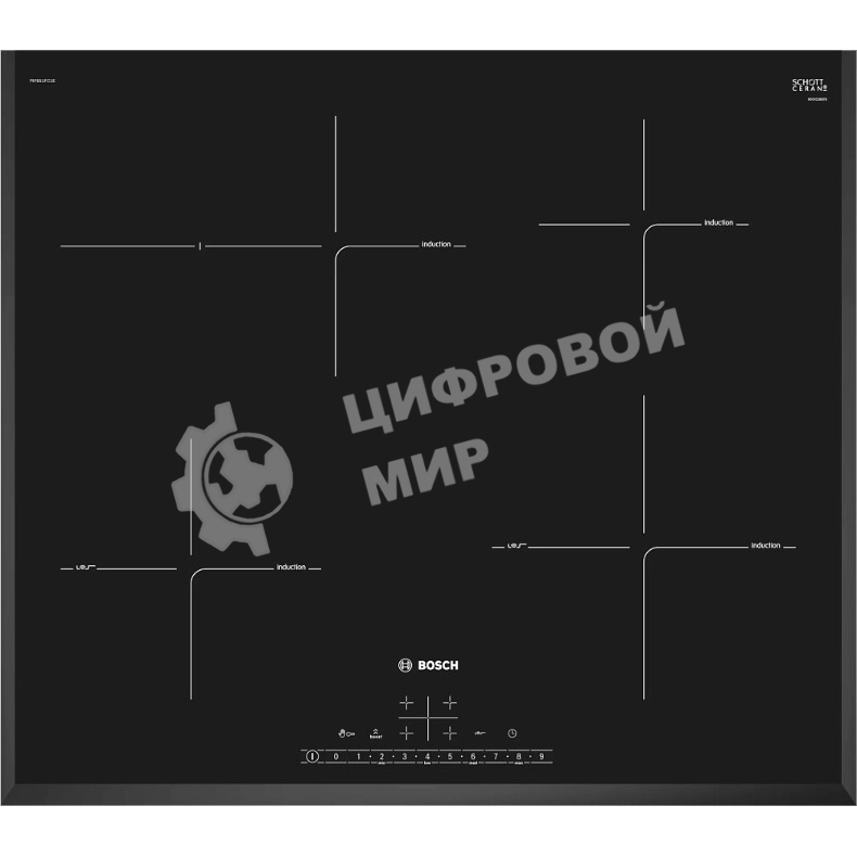 Индукционная варочная панель Bosch PIF651HC1E, 60 см, индукция, скошенные края, сенсорное управление, черный