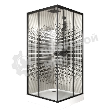 Душевой уголок BAU Stil квадратный с поддоном 100x100х195, прозрачное закаленное стекло с черным рис
