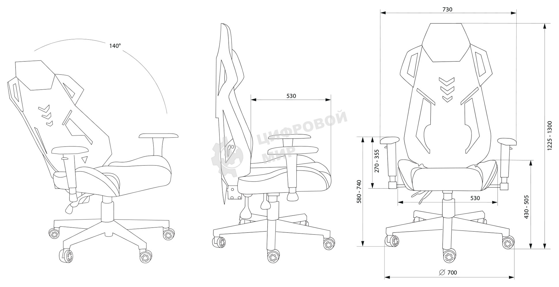 Кресло игровое Cactus CS-CHR-090BLW черный/белый, сиденье черный/белый, эко.кожа, крестовина пластик, пластик черный/белый