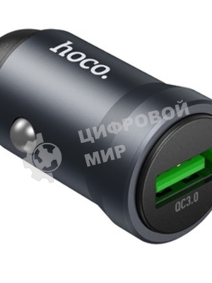 Автомобильное зарядное устройство Hoco, 18Вт, USB, Z62, металлический серый, коробка