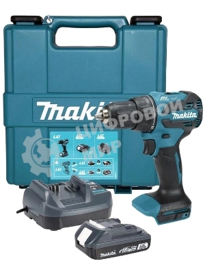 Дрель-шуруповерт Makita DHP490WV, 18 В, 2 Ач, 50 Нм, бесщеточный, ударный
