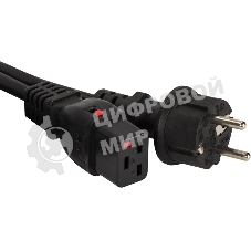 Шнур питания с блокировкой C19-Schuko прямая, 3х1.5, 220В, 16А, черный, 3 метра