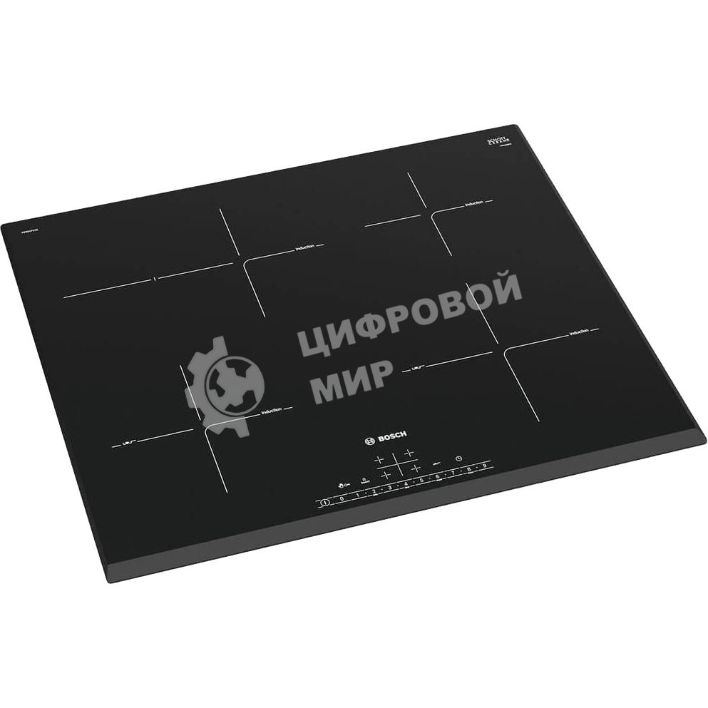 Индукционная варочная панель Bosch PIF651HC1E, 60 см, индукция, скошенные края, сенсорное управление, черный