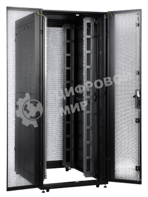 Шкаф серверный ПРОФ напольный 42U (800x1000) дверь перфор., задние двойные перфор., черный, в сборе