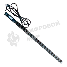 Вертикальный блок розеток, 20xSchuko, 250V, 16A, шнур 3 метра, вилка Schuko