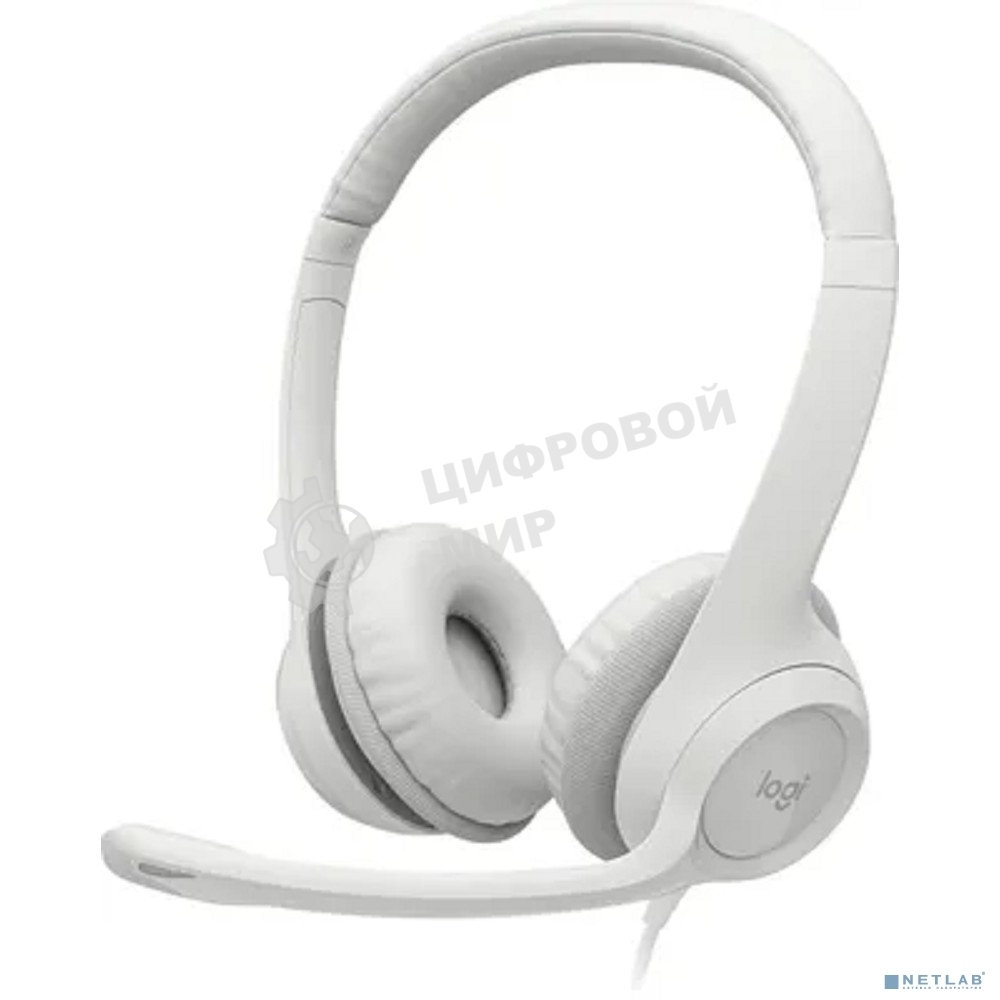 Гарнитура проводная с микрофоном Logitech H390 белый 1.9м накладные USB оголовье (981-001288)