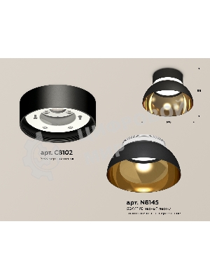 Светильник Ambrella Light XS8102036 SBK/PYG/CL черный песок/золото желтое полированное/прозрачный GX53 (C8102, N8145)
