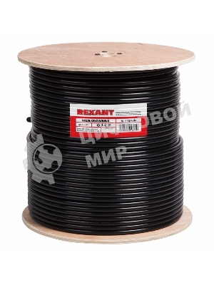 Кабель коаксиальный магистральный Rexant RG-11U, 75 Ом, CCS/Al/Al, 83%, бухта 305 м, черный OUTDOOR