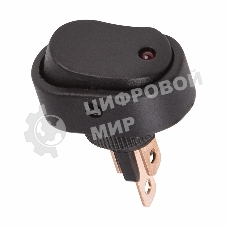 Выключатель клавишный Rexant 12V 20А (3с) ON-OFF черный ОВАЛ с красной LED подсветкой