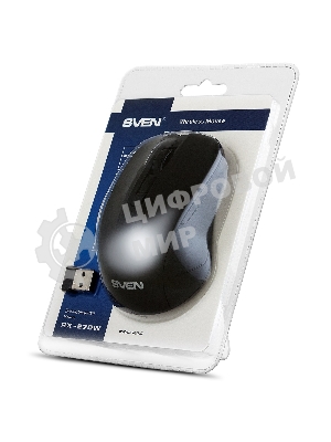 Мышь беспроводная SVEN RX-270W черный, 1600 dpi, радиоканал, USB, кнопки - 4