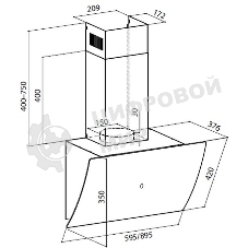 Вытяжка каминная Lex Plaza GS 600 BL черный управление: сенсорное (1 мотор)