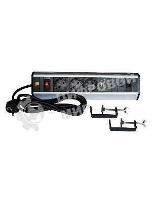 Блок розеток: 3 эл. модуля, 2 USB модуля, 2 порта кат.6