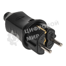 Вилка прямая влагозащищенная PROconnect 2P+PE 230V, 16 А, IP44 каучук