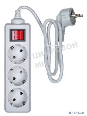 Сетевой фильтр Buro 300SL-1-G 1м, 3 розетки, серый (пакет ПЭ)