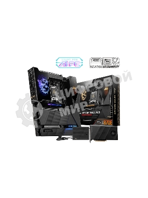 Материнская плата MSI MEG X870E GODLIKE, AM5, AMD X870E, 4xDDR5, 4xSATA, 7xM.2, 2xPCIe 5.0 x16, 1xPCIe 4.0 x4, 2xUSB-C DP, 1x10G LAN, 1x5Gb LAN, Wi-Fi 7, Bluetooth 5.4, 2xUSB-C 40Gbps, 5xUSB-C 10Gbps, 1xUSB-C 20Gbps, 8xUSB-A 10Gbps, 4xUSB-A 5Gbps, 4xUSB-A 2.0, 1xS/PDIF, 2x3.5 мм, 7.1, E-ATX