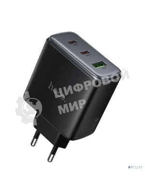 Зарядное устройство Hoco 65Вт, 3.25А, QC3.0/PD, 1xUSB, 2xType-C, C160A, черный, коробка