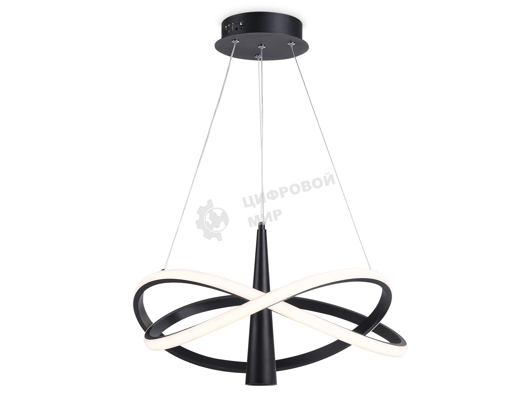 Подвесной светодиодный светильник Ambrella light FL5368/2+1 BK черный 47W 3000K-6400K D480*1200 (ПДУ ИК)