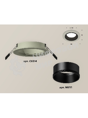 Комплект встраиваемого светильника Ambrella light XC6514002 SGR/SBK серый песок/черный песок MR16 GU5.3 (C6514, N6111)