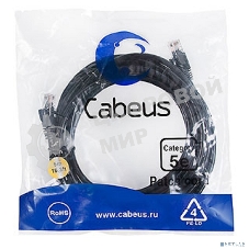Шнур коммутационный Cabeus, Cat.5e, неэкр., U/UTP, RJ45/RJ45, PVC, AWG24, 5м, черный