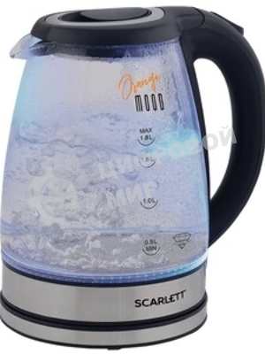 Чайник электрический Scarlett SC-EK27G36 1.8л. 1800Вт черный (корпус: стекло)