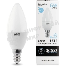 Лампа светодиодная LED Gauss Elementary Candle 6Вт E14 6500К