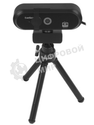 Веб-камера ExeGate Stream HD-4000 3840x2160, 30 кадр/с, USB Type-A, микрофон (2 шт, шумоподавление), шторка приватности, автоматическая фокусировка, универсальное крепление, штатив в комплекте