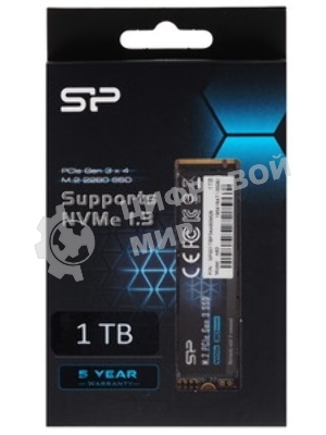 Накопитель SSD Silicon Power P34A60, 1Tb, PCIe 3.0 x4, M.2 2280, NVMe, R/W 2200/1600