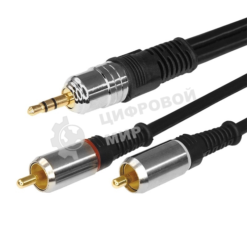 Шнур Rexant Стерео 3,5 мм - 2 RCA длина 1,5 метра (GOLD-металл)