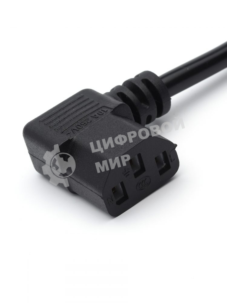 Кабель питания GoPower евровилка-C13 (f) 1.8м ПВХ угловой черный (1/125)