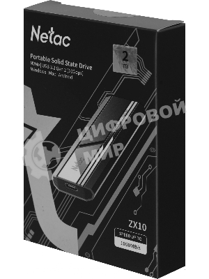 Внешний SSD Netac ZX10, 2TB, USB 3.2 Gen 2 Type-C, R/W 1050/1050, черный